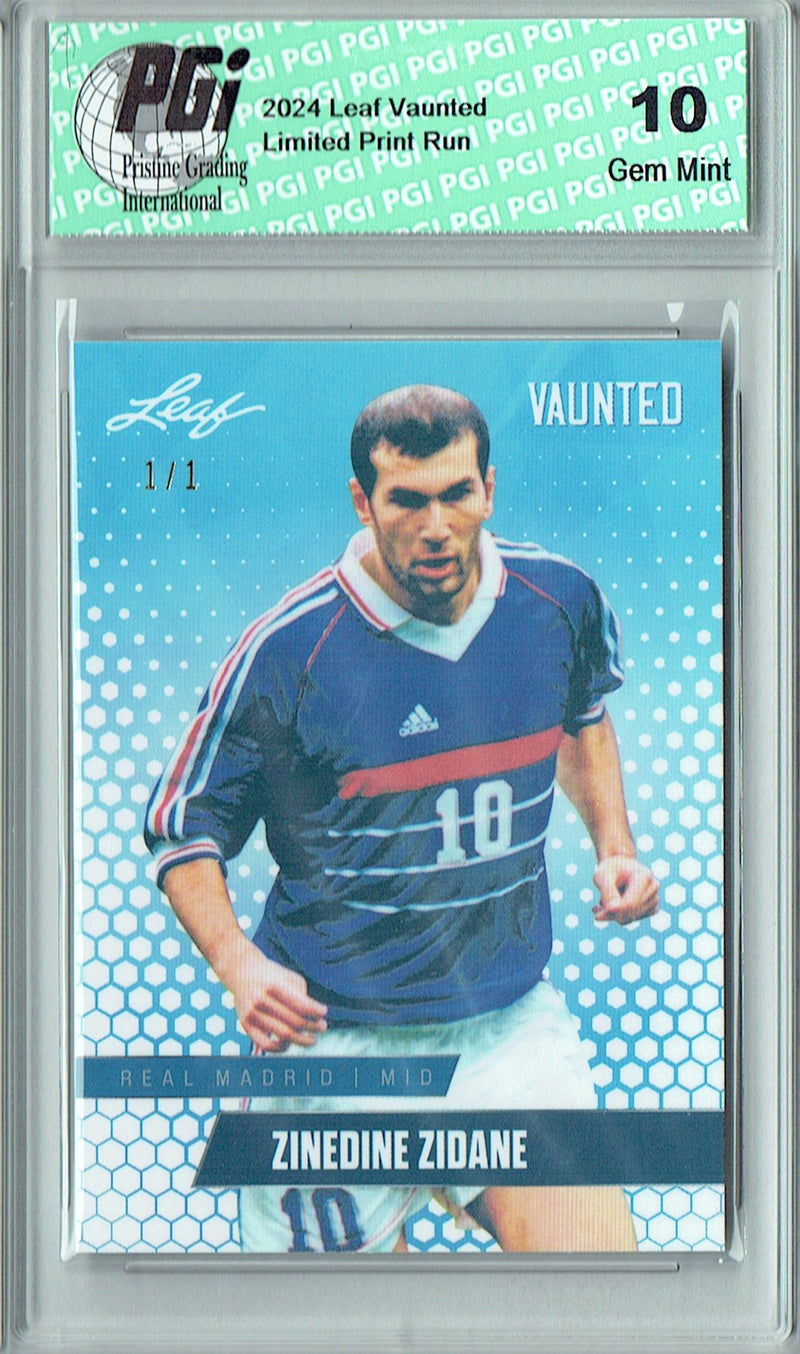 Zinedine Zidane 2024 Leaf Vaunted #V-20 White Shimmer 1/1 Rookie Card PGI 10