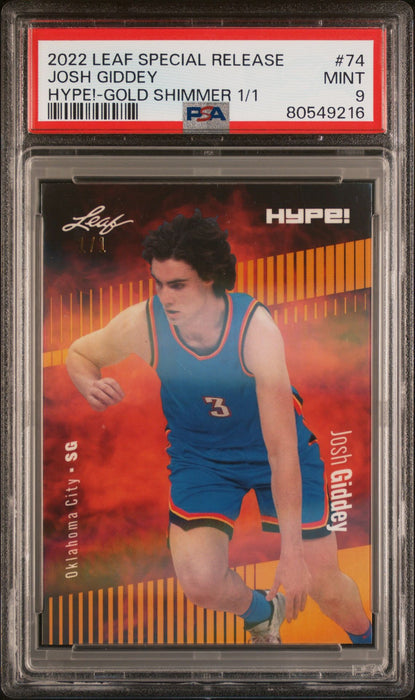 PSA 9 Josh Giddey 2022 Leaf Hype! #74 Gold Shimmer 1/1 Rookie Card