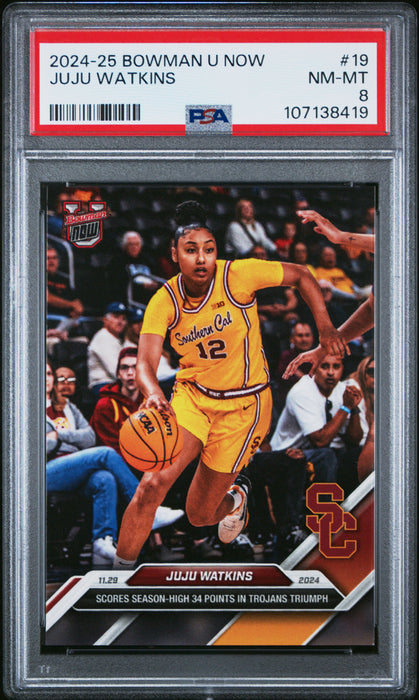PSA 8 JuJu Watkins 2024 Bowman University Now #19 USC Trojans Rookie Card