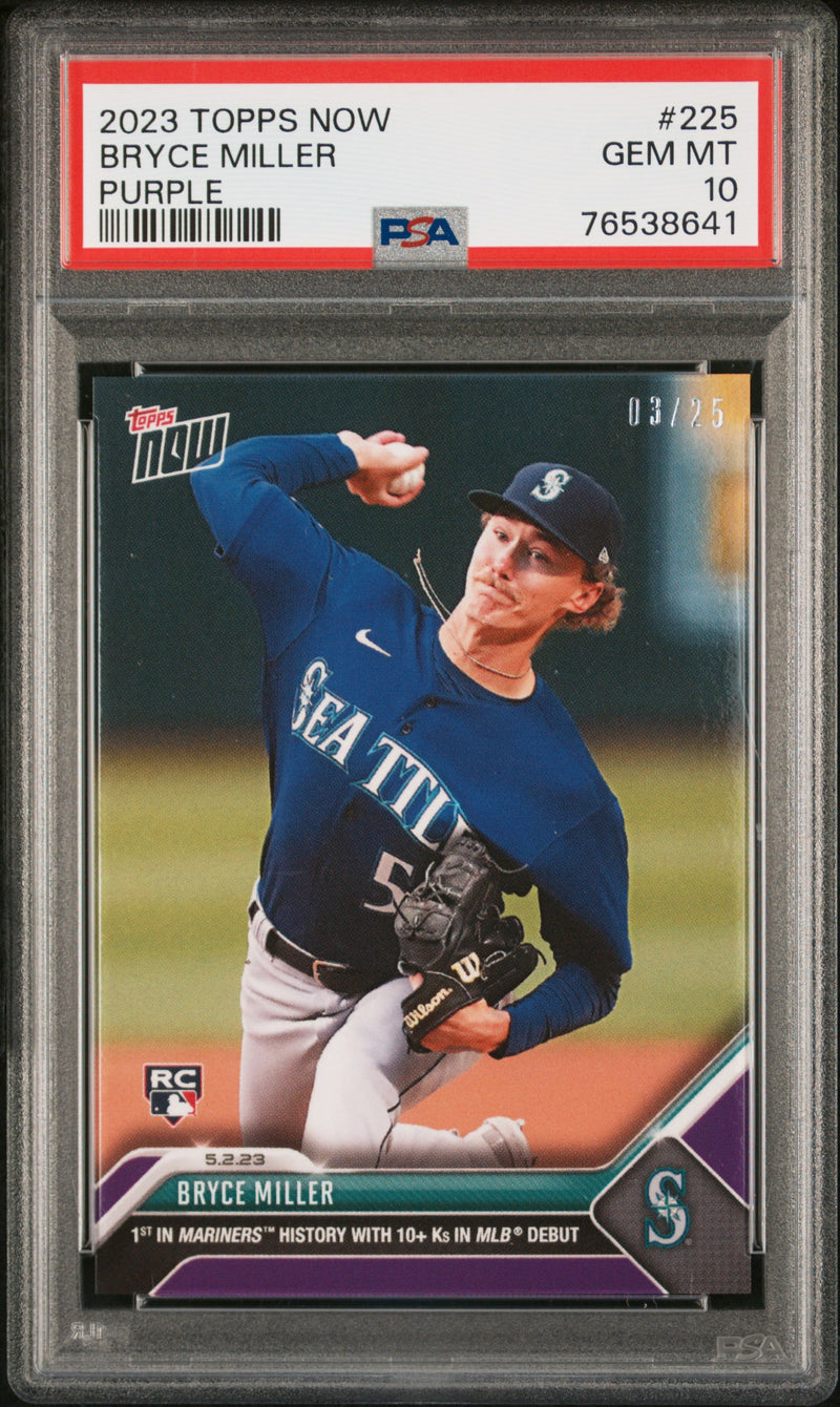 Bryce Miller PSA 10 2023 Topps Now #225 Rookie Card Purple #3/25
