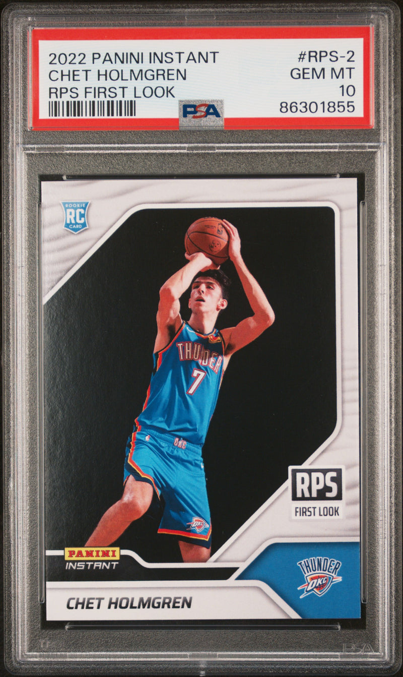 PSA 10 Chet Holmgren 2022 Panini Instant #RPS-2 RPS First Look Rookie Card Oklahoma City Thunder