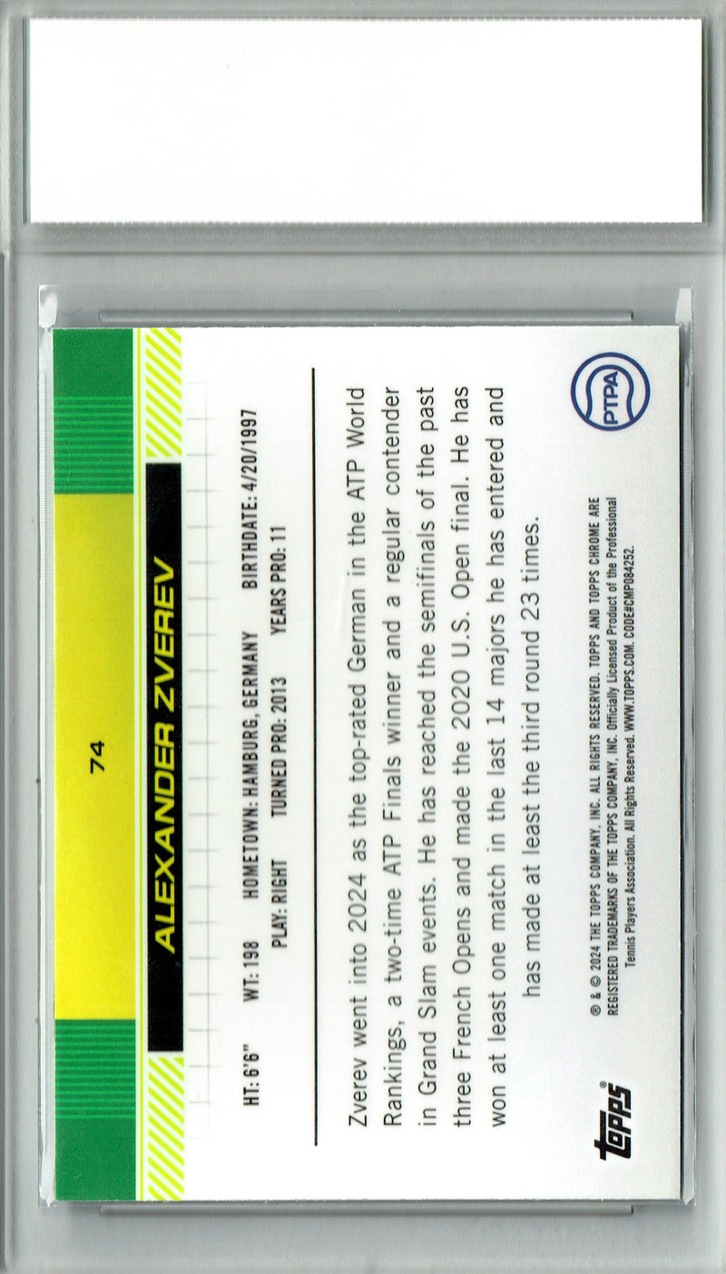 Alexander Zverev Rookie Card 2024 Topps Chrome #74 Sapphire, Certified Mint+ Condition, Germany Tennis