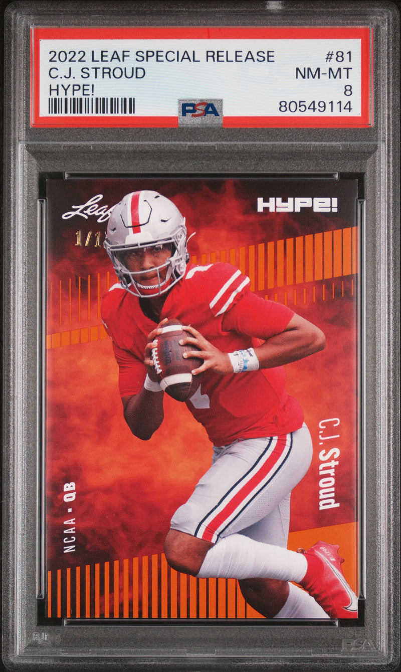 C.J. Stroud PSA 8 2022 Leaf Hype! #81 Orange Masterpiece 1 of 1 Rookie Card