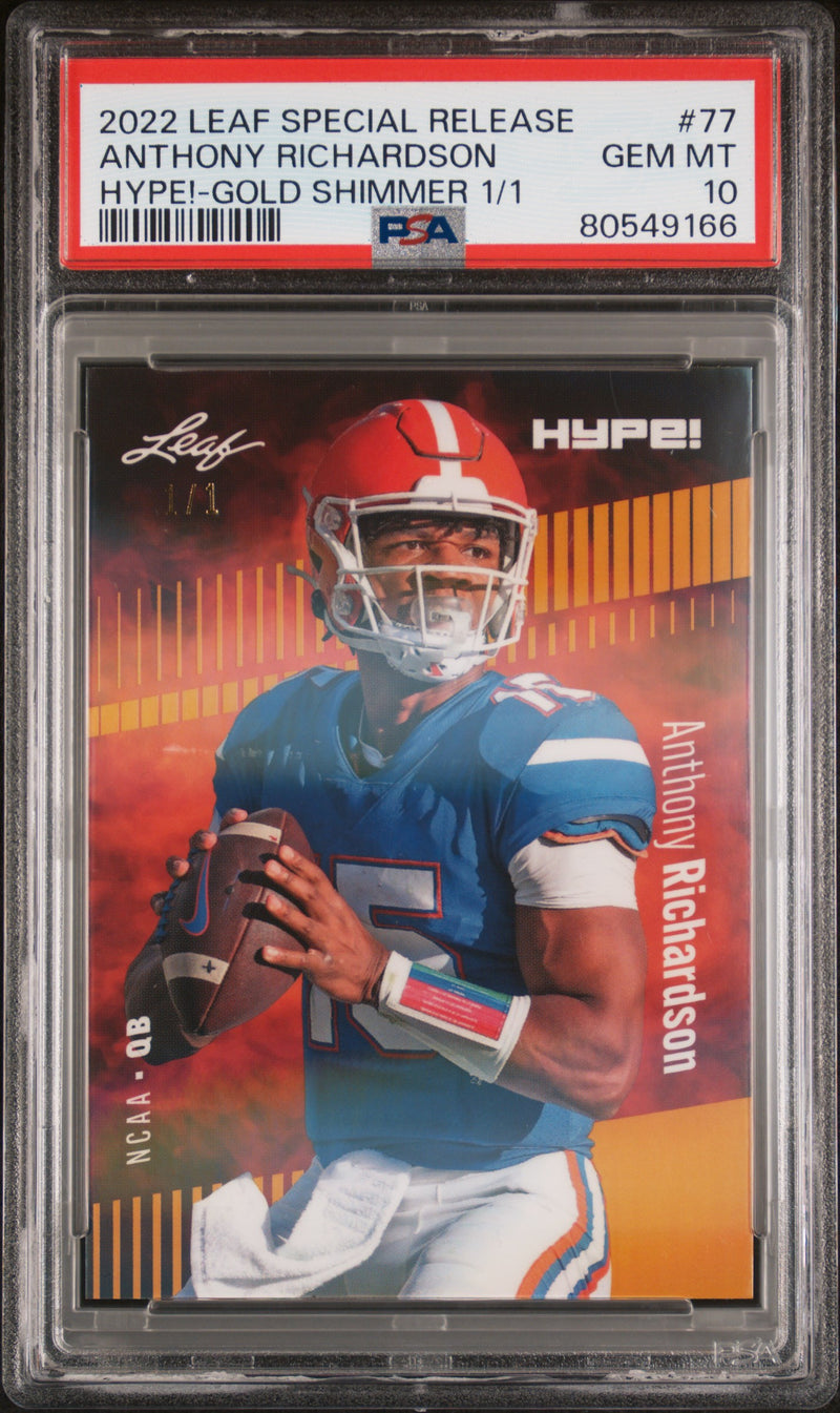 PSA 10 Anthony Richardson 2022 Leaf Hype! #77 Gold Shimmer 1/1 Colts Rookie Card
