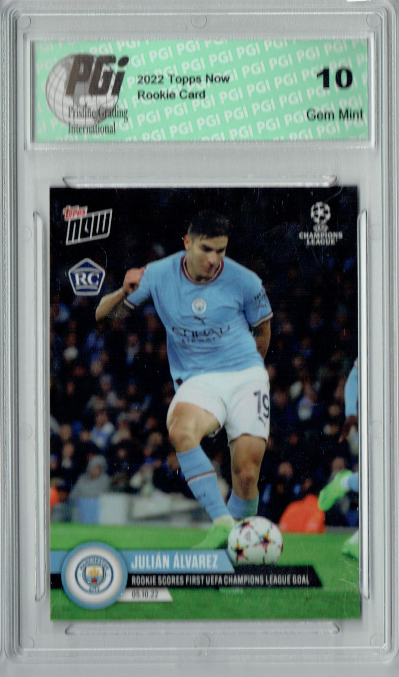 Julian Alvarez 2022 Topps Now #34 Scores 1st UEFA Goal! Rookie Card PGI 10
