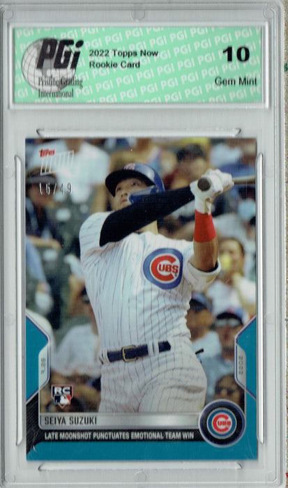 Seiya Suzuki 2022 Topps Now  #596 Blue SP #15/49 Rookie Card PGI 10
