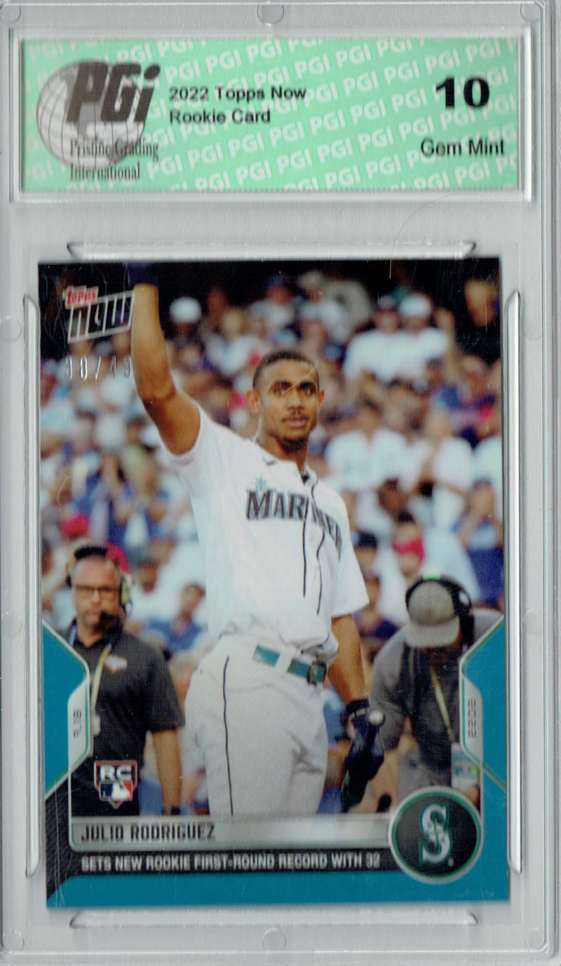 Julio Rodriguez 2022 Topps Now #568 Blue SP #38/49 Rookie Card PGI 10