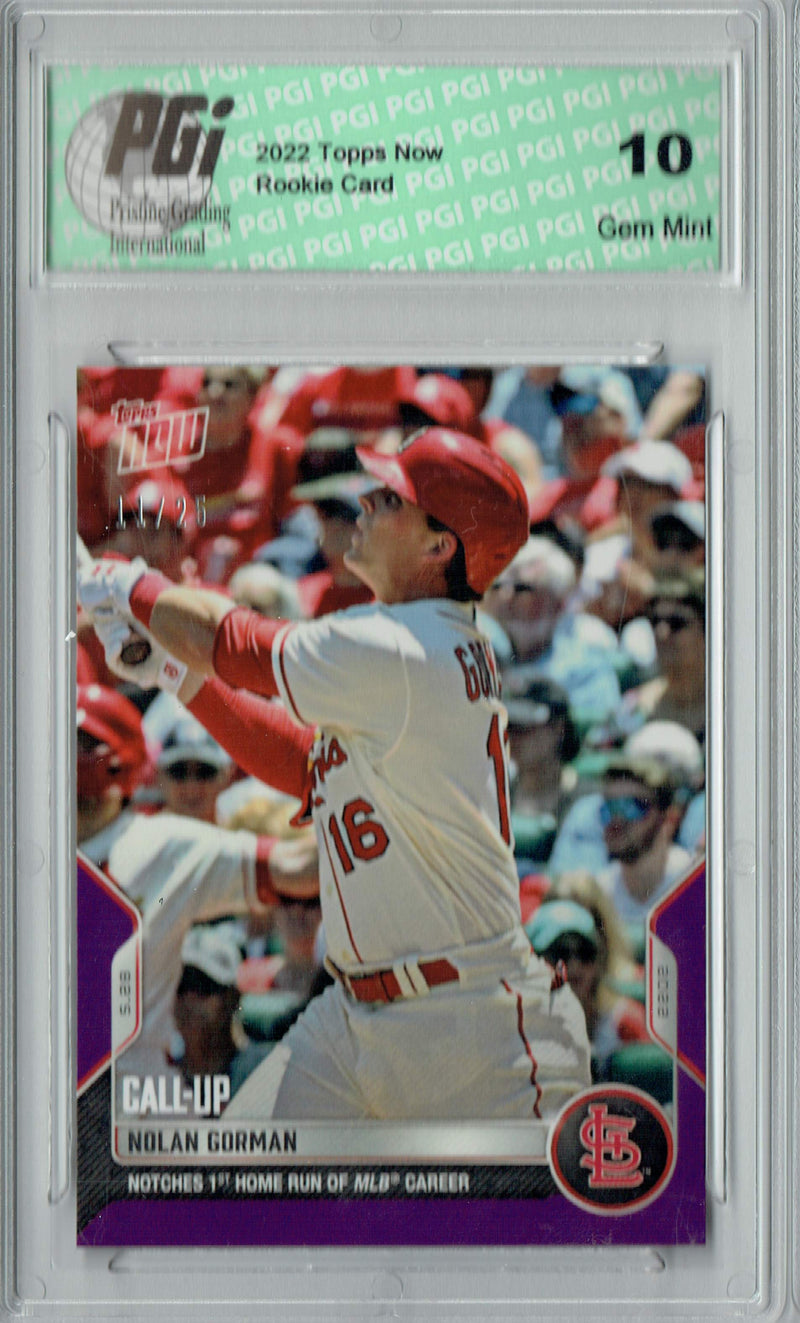 Nolan Gorman 2022 Topps Now  #251 Purple SP #11 of 25 Rookie Card PGI 10