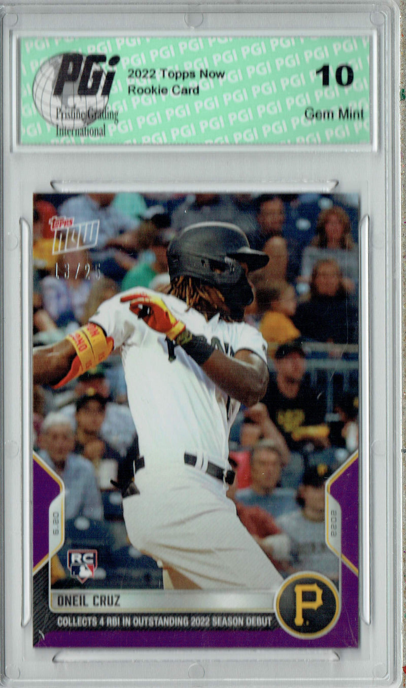 Oneil Cruz 2022 Topps Now #377 Purple SP #13/25 Rookie Card PGI 10