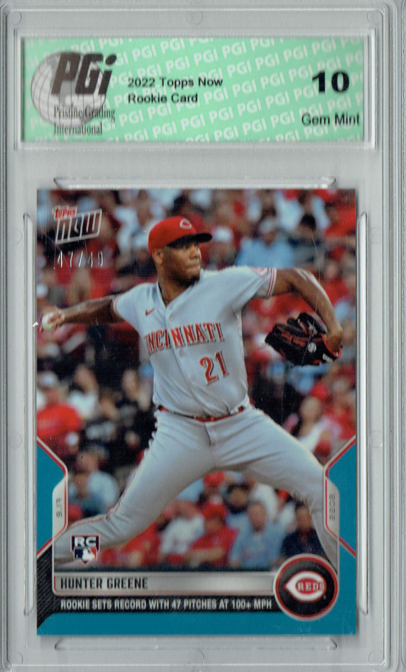 Hunter Greene 2022 Topps Now  #916 Blue SP #47/49 Rookie Card PGI 10