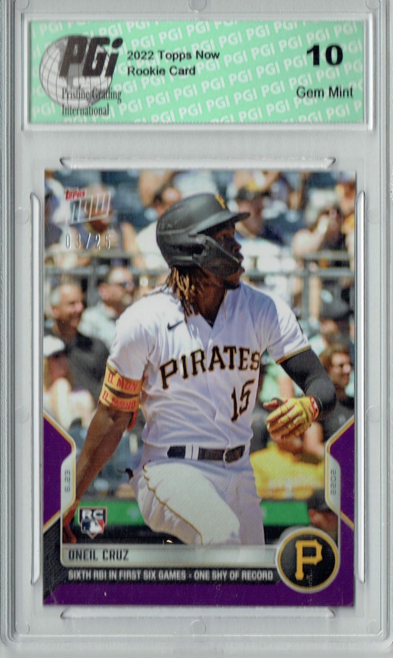 Oneil Cruz 2022 Topps Now  #398 Purple SP #3 of 25 Rookie Card PGI 10
