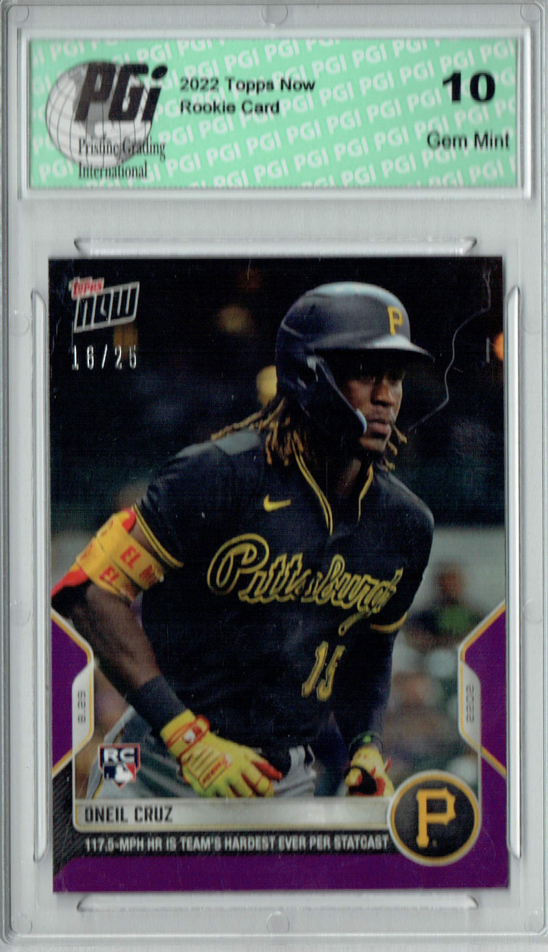 Oneil Cruz 2022 Topps Now  #800 Purple SP #16/25 Rookie Card PGI 10