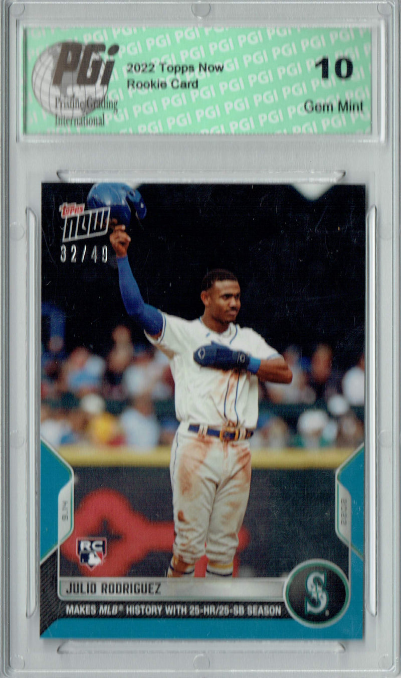 Julio Rodriguez 2022 Topps Now  #899 Blue SP #32/49 Rookie Card PGI 10
