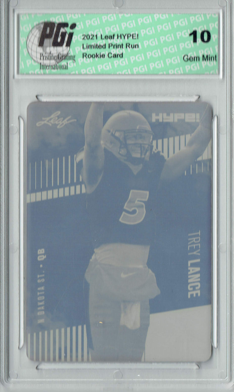 Trey Lance Rookie Card San Francisco PGI 10 Gem Mint Football Trading Card 2021 LEAF HYPE! #51A Yellow Printing Plate 1 of 1