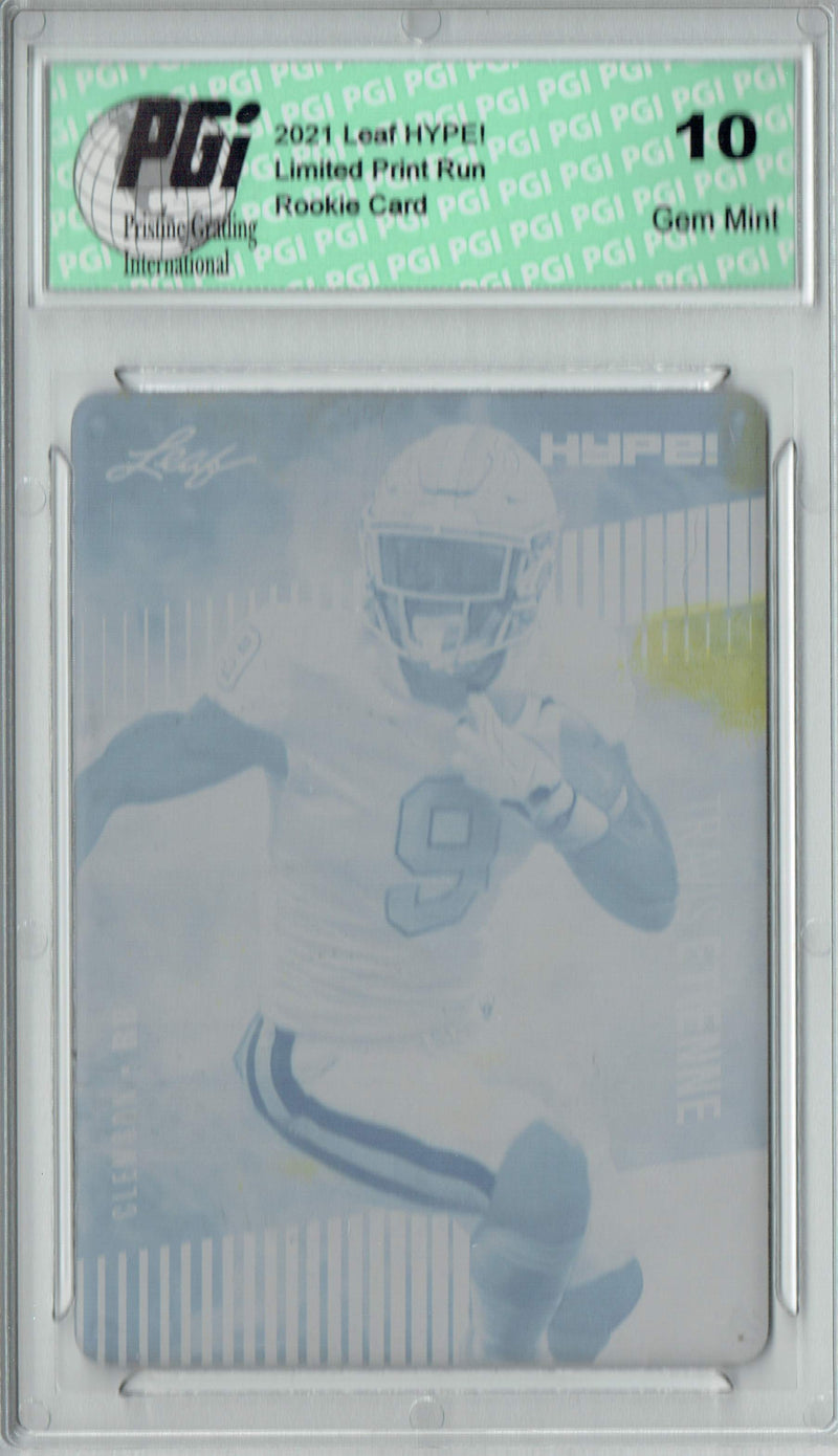 Travis Etienne Rookie Card Jacksonville PGI 10 Gem Mint Football Trading Card 2021 LEAF HYPE! #53 Yellow Printing Plate 1 of 1