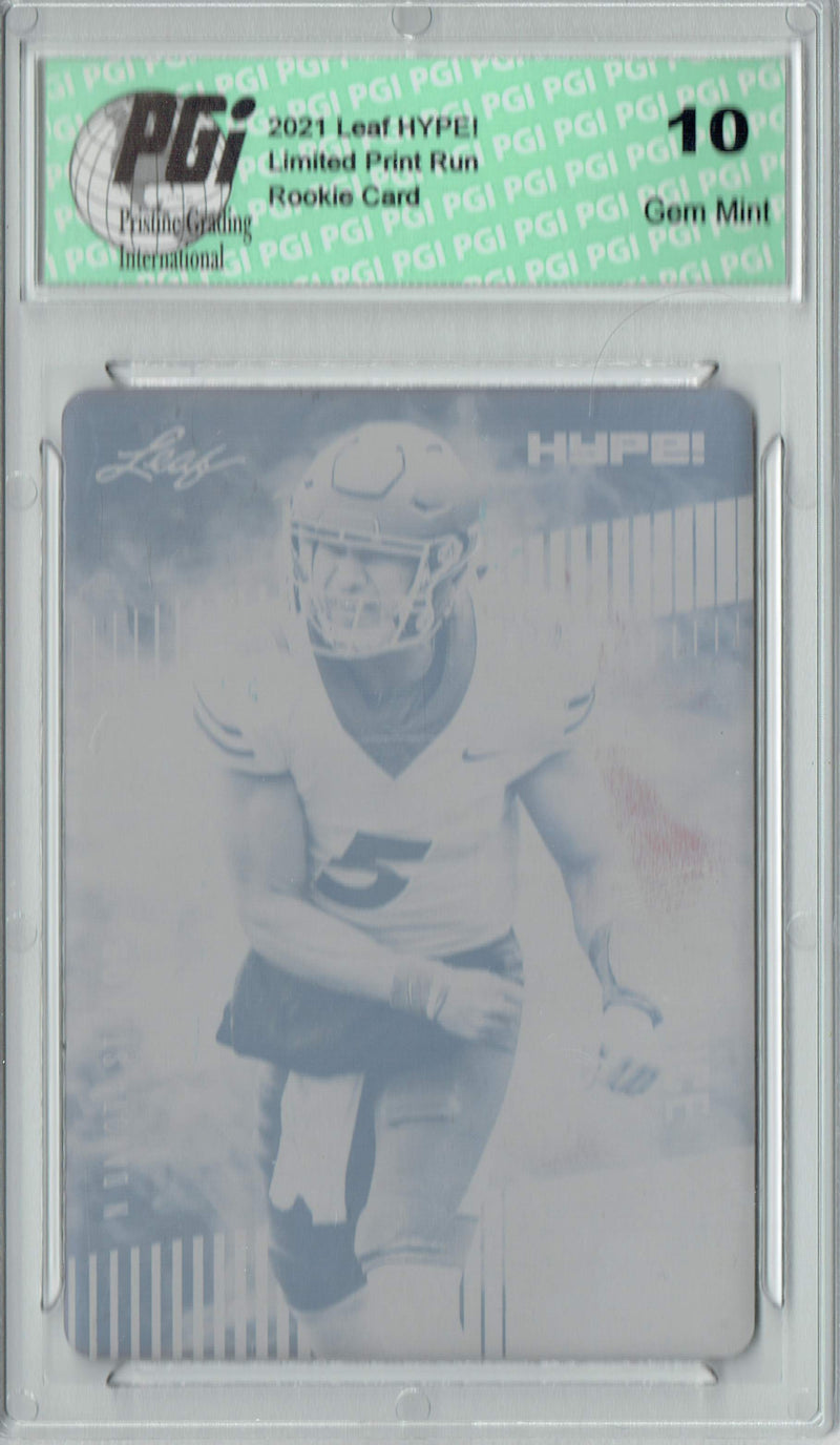 Trey Lance Rookie Card San Francisco PGI 10 Gem Mint Football Trading Card 2021 LEAF HYPE! #51 Black Printing Plate 1 of 1