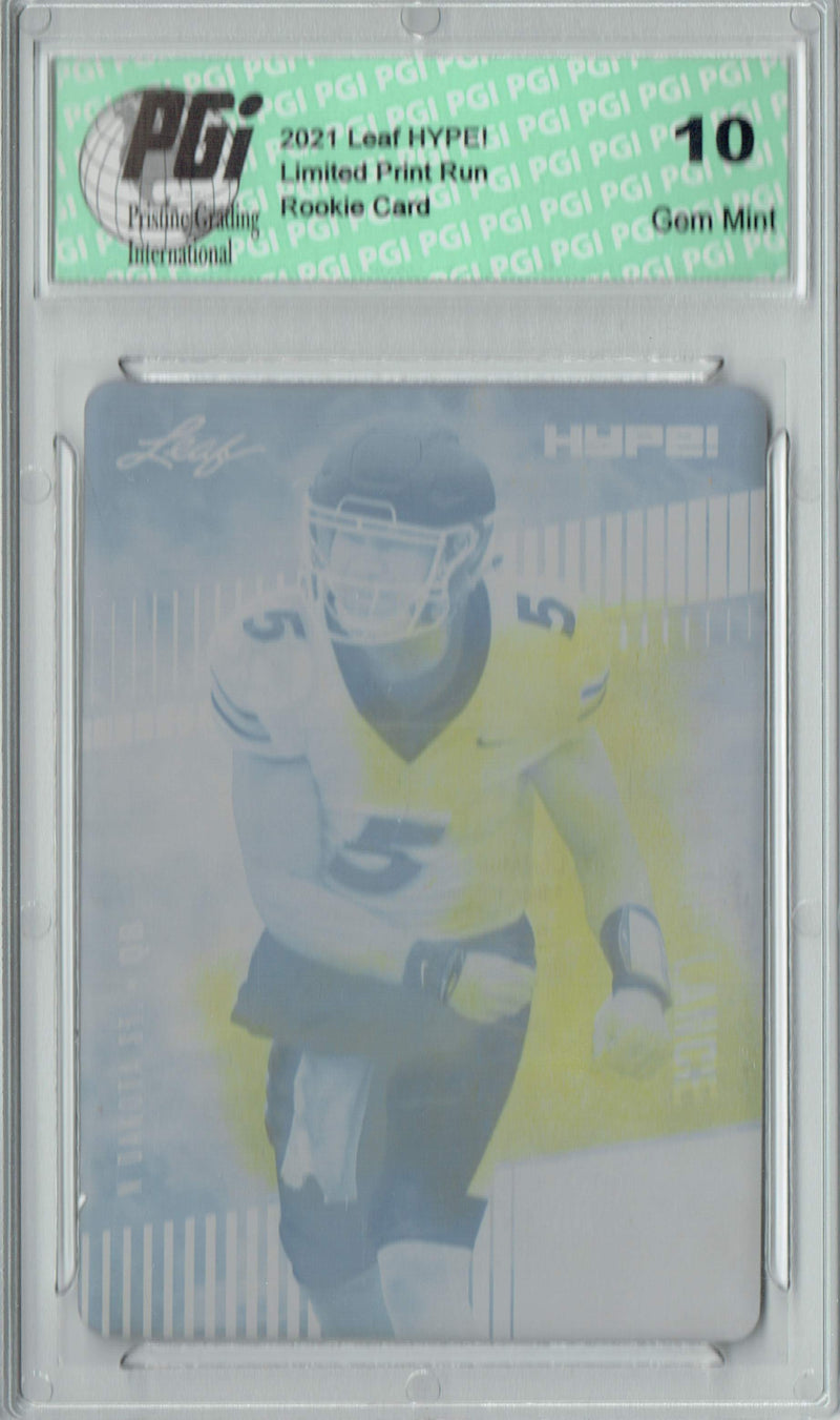 Trey Lance Rookie Card San Francisco PGI 10 Gem Mint Football Trading Card 2021 LEAF HYPE! #51 Yellow Printing Plate 1 of 1