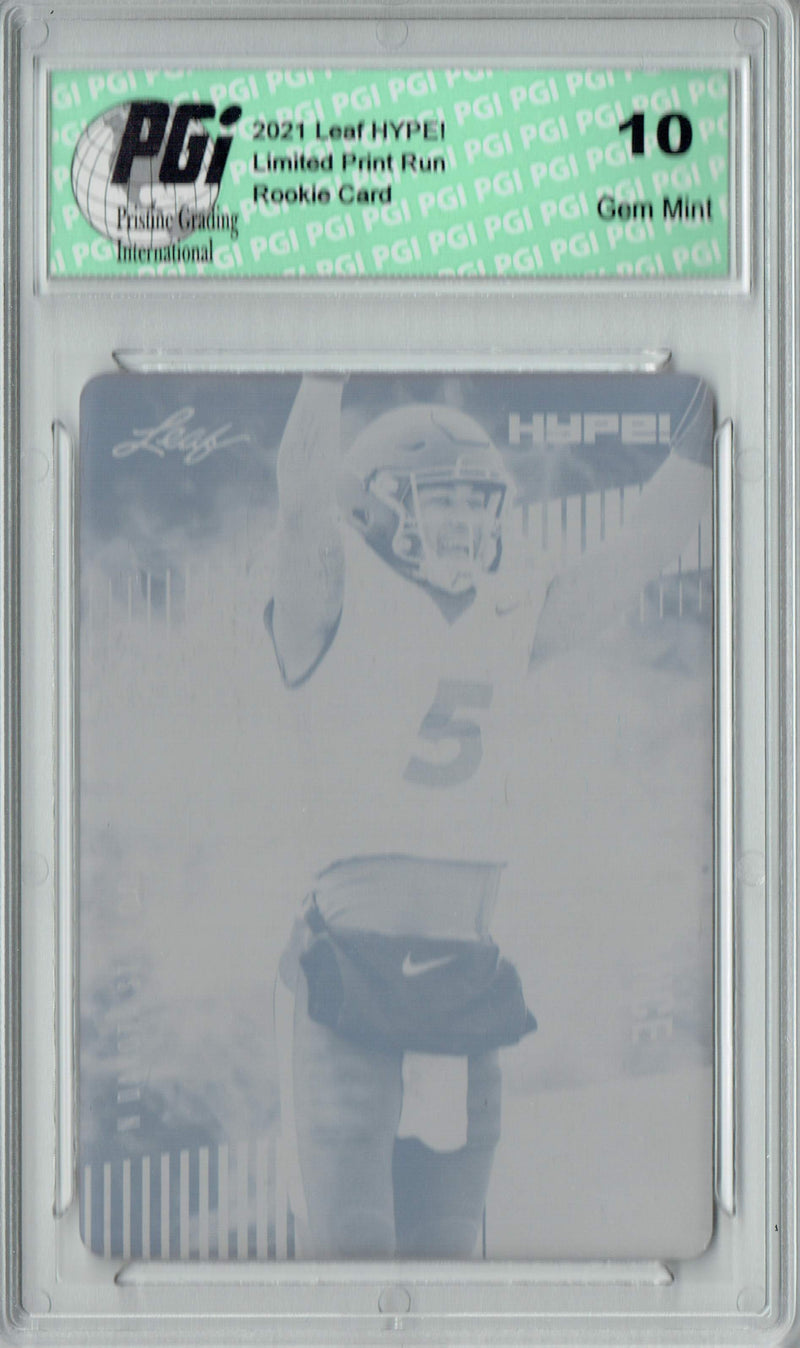 Trey Lance Rookie Card San Francisco PGI 10 Gem Mint Football Trading Card 2021 LEAF HYPE! #51A Black Printing Plate 1 of 1