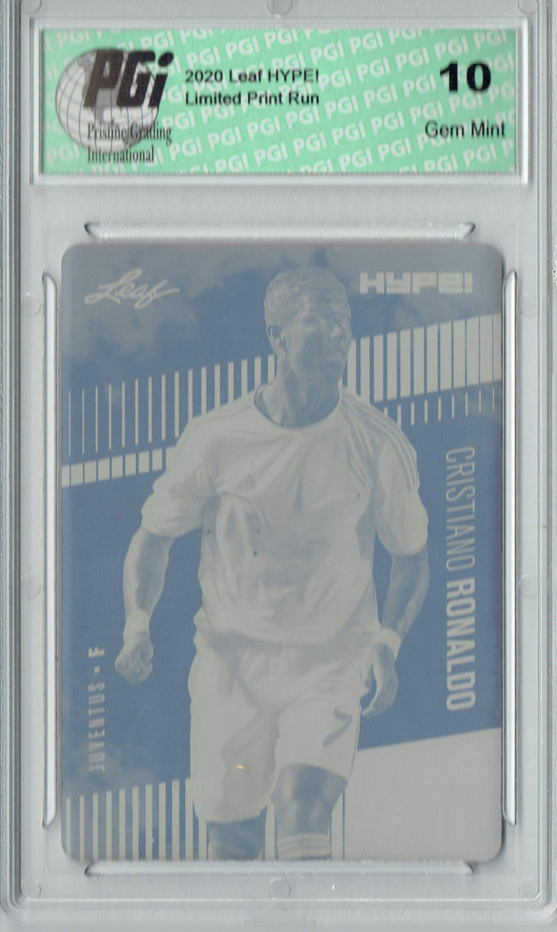 Cristiano Ronaldo 2020 LEAF HYPE! #47 Yellow Printing Plate 1 of 1 Trading Card PGI 10