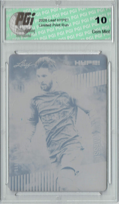 Lionel Messi 2020 LEAF HYPE! #46 Black Printing Plate 1 of 1 Trading Card PGI 10