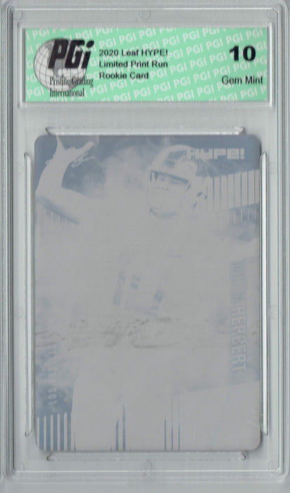 Justin Herbert 2020 LEAF HYPE! #27A Black Printing Plate 1 of 1 Rookie Card PGI 10