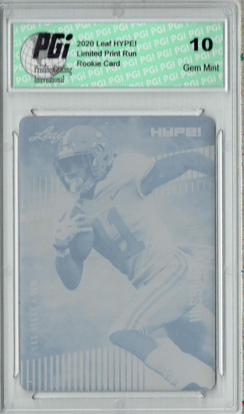 Henry Ruggs III Rookie Card Las Vegas PGI 10 Gem Mint Football Trading Card 2020 LEAF HYPE! #37 Black Printing Plate 1 of 1