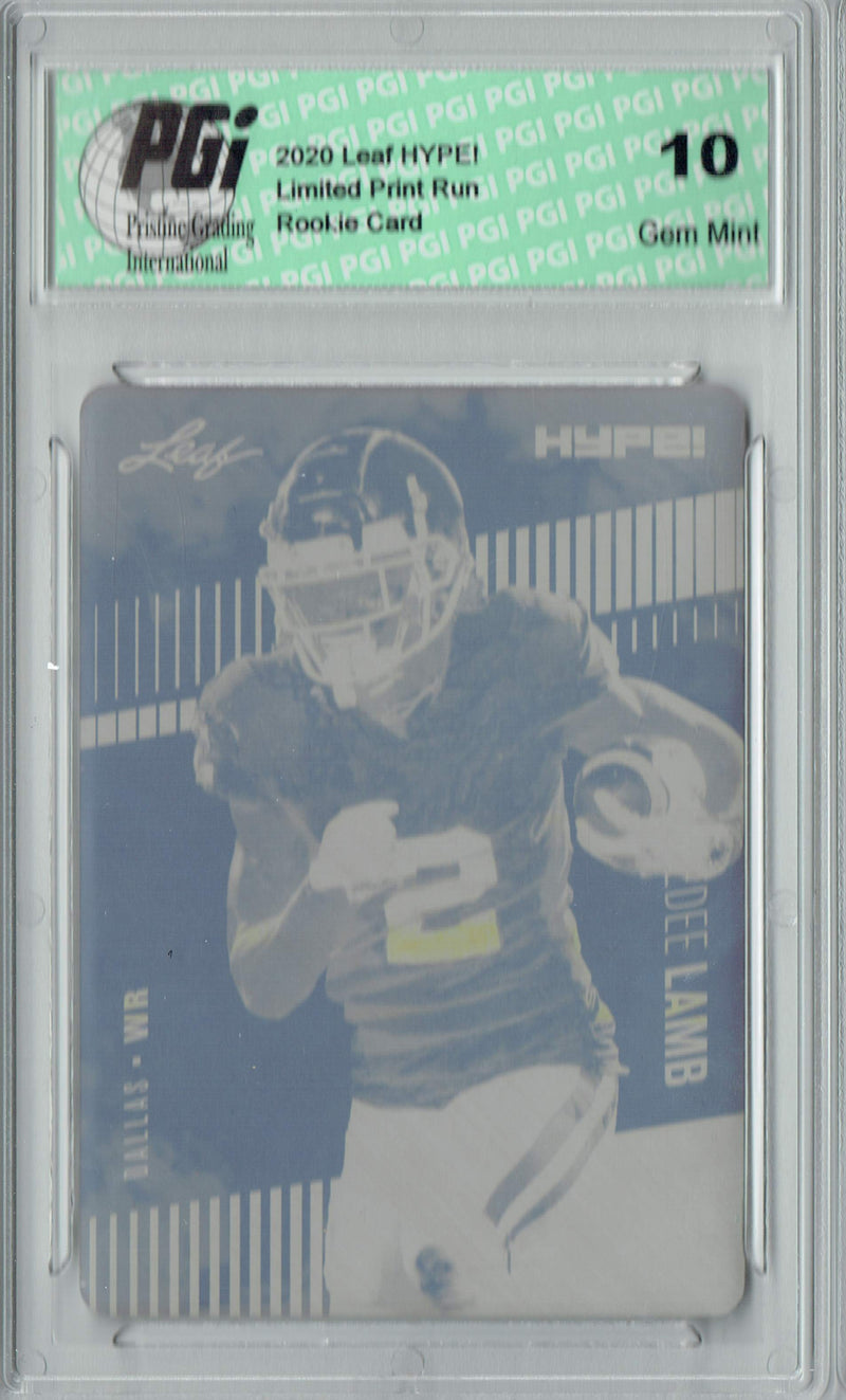 Ceedee Lamb Rookie Card Dallas PGI 10 Gem Mint Football Trading Card 2020 LEAF HYPE! #35 Yellow Printing Plate 1 of 1