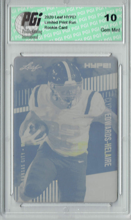 Clyde Edwards-Helaire 2020 LEAF HYPE! #36 Yellow Printing Plate 1 of 1 Rookie Card PGI 10