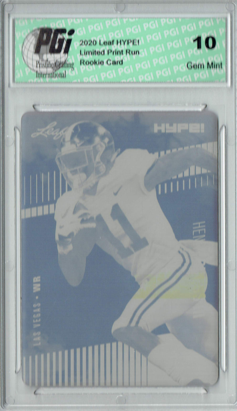 Henry Ruggs III Rookie Card Las Vegas PGI 10 Gem Mint Football Trading Card 2020 LEAF HYPE! #37 Yellow Printing Plate 1 of 1