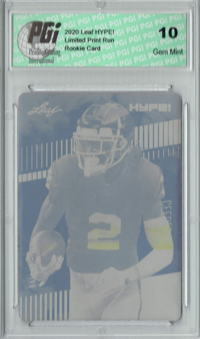 Ceedee Lamb Rookie Card Dallas PGI 10 Gem Mint Football Trading Card 2020 LEAF HYPE! #35A Yellow Printing Plate 1 of 1