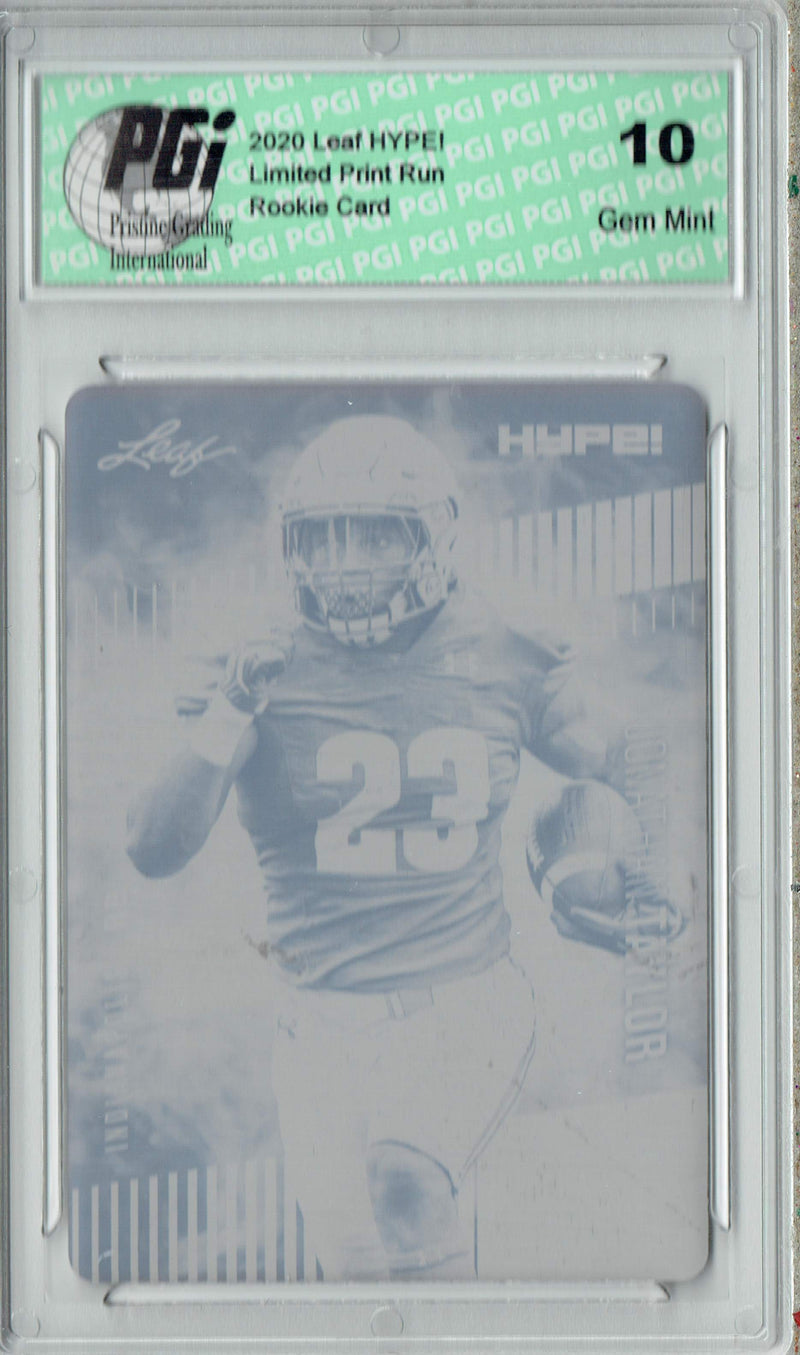 Jonathan Taylor Rookie Card Indianapolis PGI 10 Gem Mint Football Trading Card 2020 LEAF HYPE! #38 Black Printing Plate 1 of 1