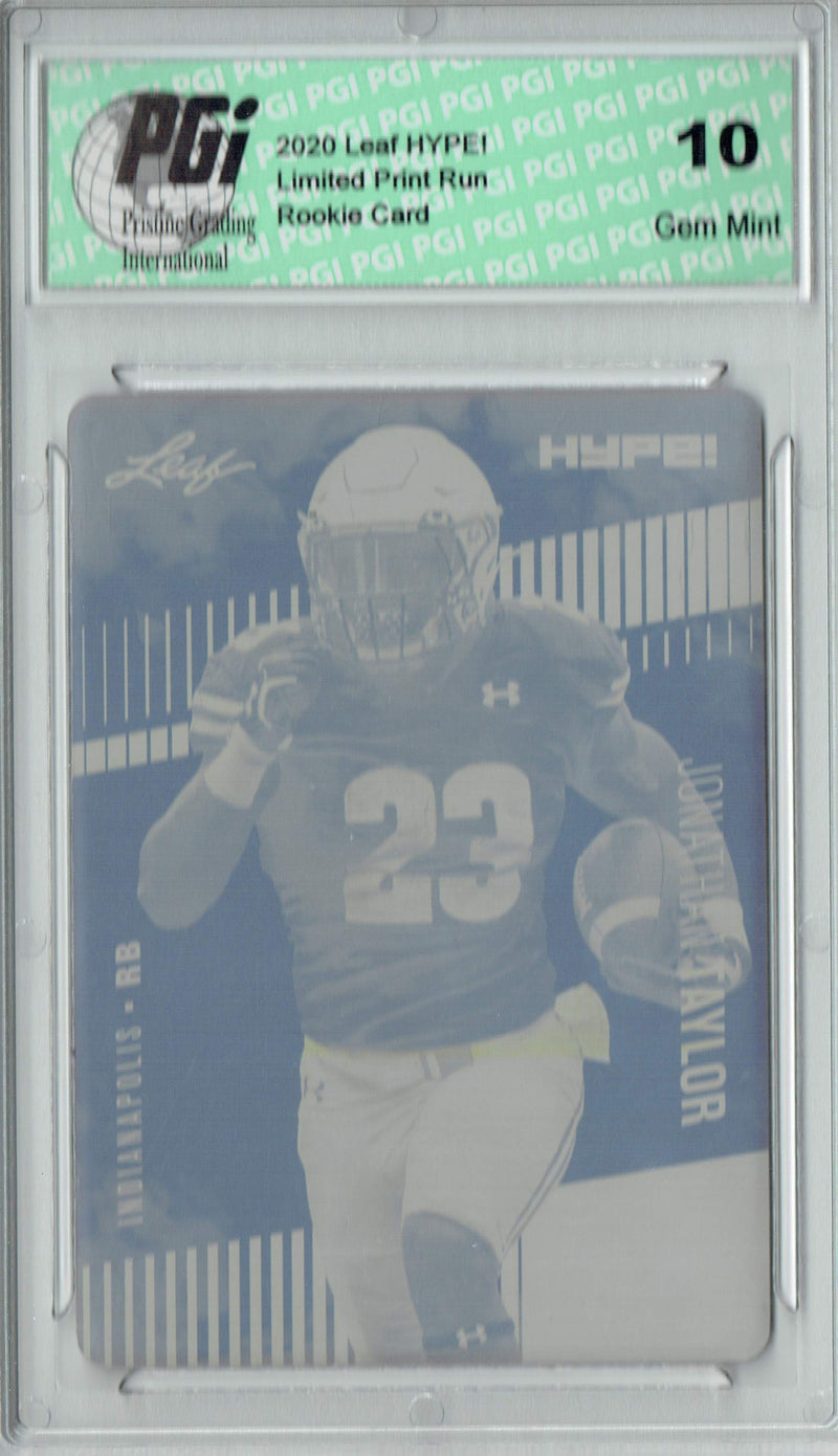 Jonathan Taylor Rookie Card Indianapolis PGI 10 Gem Mint Football Trading Card 2020 LEAF HYPE! #38 Yellow Printing Plate 1 of 1