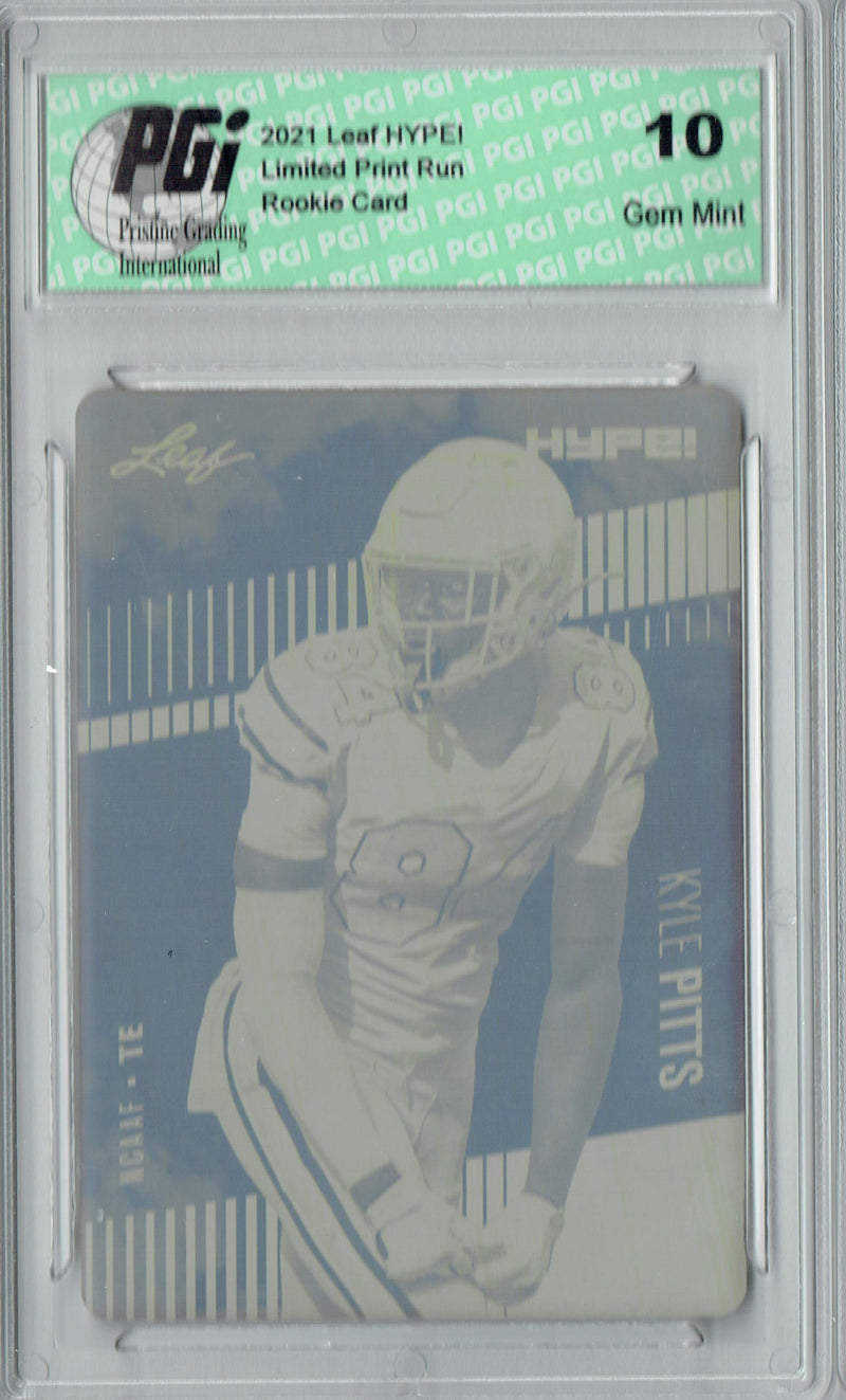 Kyle Pitts 2021 LEAF HYPE! #57 Yellow Printing Plate 1 of 1 Rookie Card PGI 10