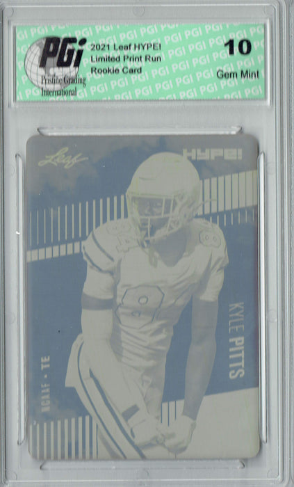 Kyle Pitts 2021 LEAF HYPE! #57 Yellow Printing Plate 1 of 1 Rookie Card PGI 10