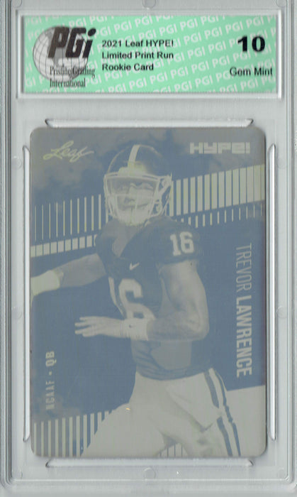 Trevor Lawrence 2021 LEAF HYPE! #49 Yellow Printing Plate 1 of 1 Rookie Card PGI 10