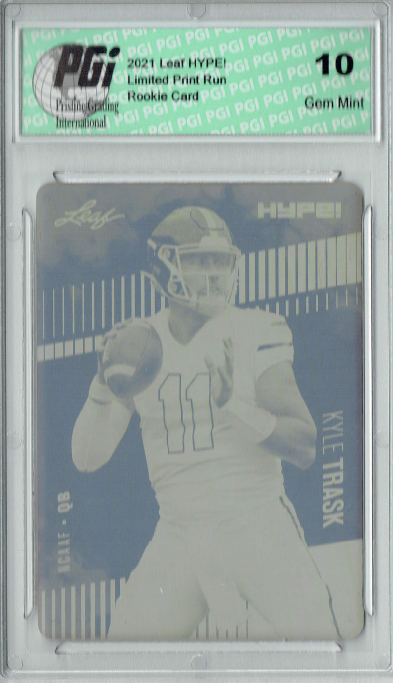 Kyle Trask Rookie Card Tampa Bay PGI 10 Gem Mint Football Trading Card 2021 LEAF HYPE! #59 Yellow Printing Plate 1 of 1