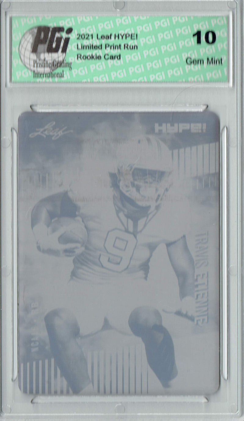 Travis Etienne Rookie Card Jacksonville PGI 10 Gem Mint Football Trading Card 2021 LEAF HYPE! #53A Black Printing Plate 1 of 1