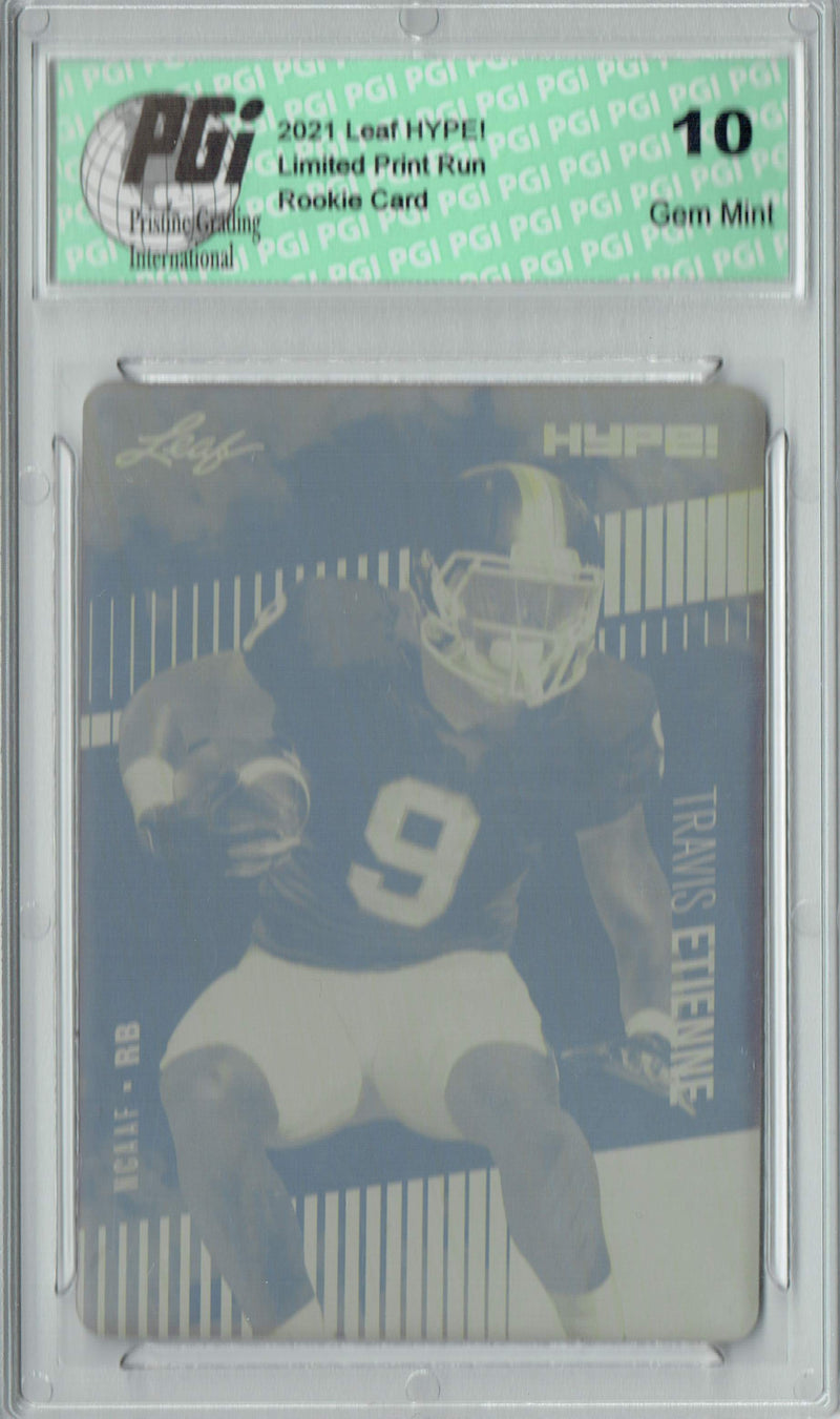 Travis Etienne Rookie Card Jacksonville PGI 10 Gem Mint Football Trading Card 2021 LEAF HYPE! #53A Yellow Printing Plate 1 of 1