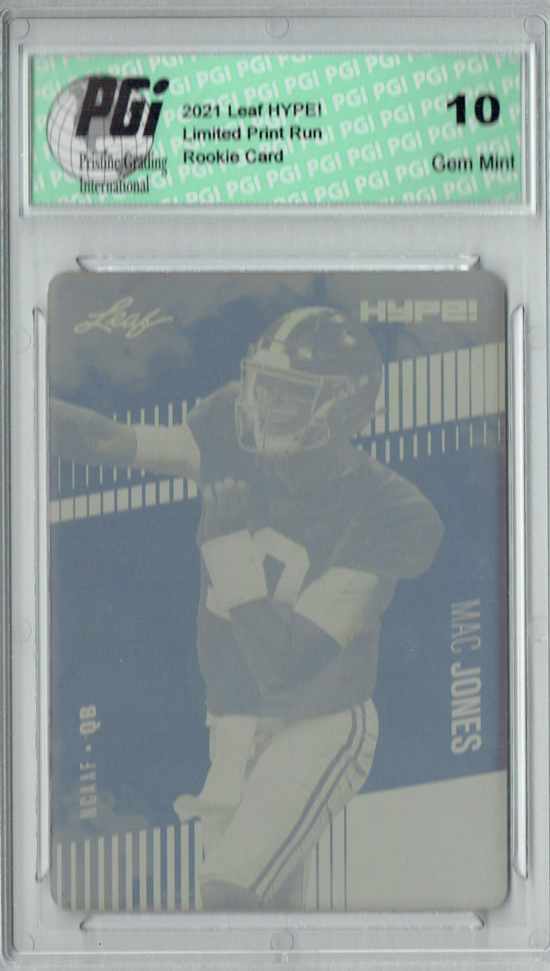 Mac Jones Rookie Card New England PGI 10 Gem Mint Football Trading Card 2021 LEAF HYPE! #60 Yellow Printing Plate 1 of 1