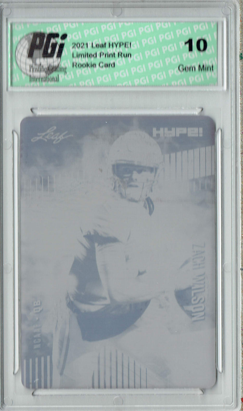 Zach Wilson Rookie Card BYU / New York PGI 10 Gem Mint Football Trading Card 2021 LEAF HYPE! #58 Black Printing Plate 1 of 1