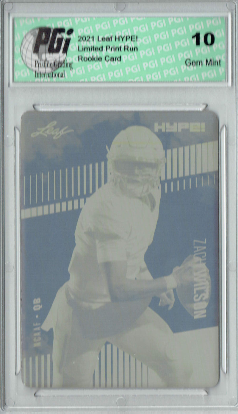 Zach Wilson Rookie Card BYU / New York PGI 10 Gem Mint Football Trading Card 2021 LEAF HYPE! #58 Yellow Printing Plate 1 of 1