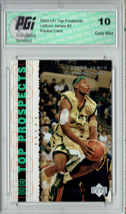 LeBron James 2003 Upper Deck Top Prospects #3 Rookie Card PGI 10