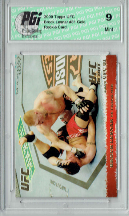 PGI 9 Brock Lesnar vs Frank Mir 2009 Topps UFC #81 Gold Rookie Card