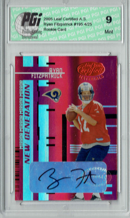 PGI 9 Ryan Fitzpatrick 2005 Leaf Certified #195 Mirror Red Auto 4/25 Rookie Card