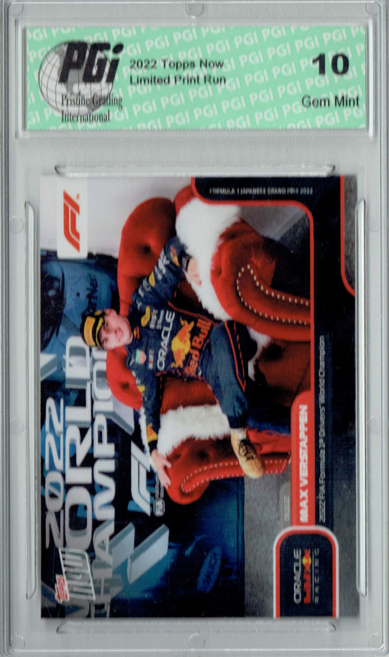 Max Verstappen 2022 Topps Now #61 F1 World Champion Trading Card PGI 10
