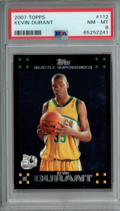 PSA 8 NM-MT Kevin Durant 2007 Topps #112 Rookie Card Black Border