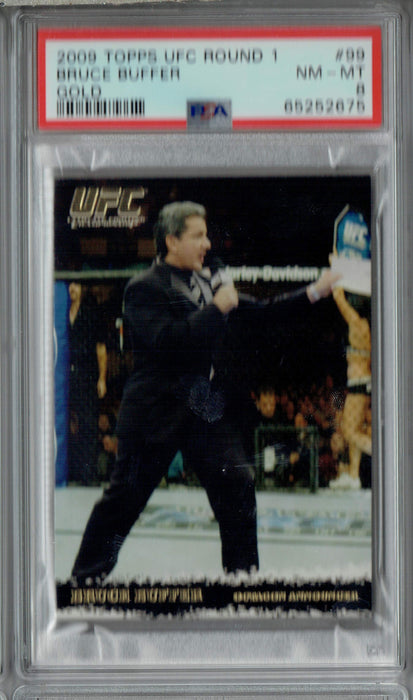 PSA 8 NM-MT Bruce Buffer 2009 Topps UFC Round 1 #99 Rookie Card Gold