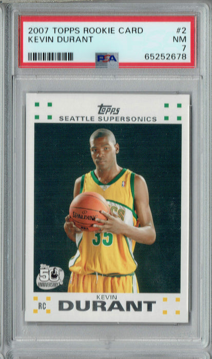 PSA 7 NM Kevin Durant 2007 Topps #2 Rookie Card White