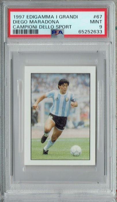 PSA 9 MINT Diego Maradona 1997 Edigamma I Grandi Campioni DS #67 Trading Card