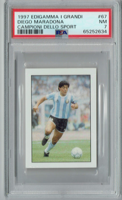 PSA 7 NM Diego Maradona 1997 Edigamma I Grandi Campioni DS #67 Trading Card